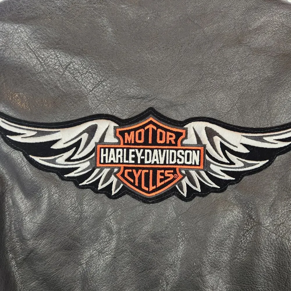 Highway One Harley Davidson Vintage Black Leather Moto Motorcycle Jacket XL